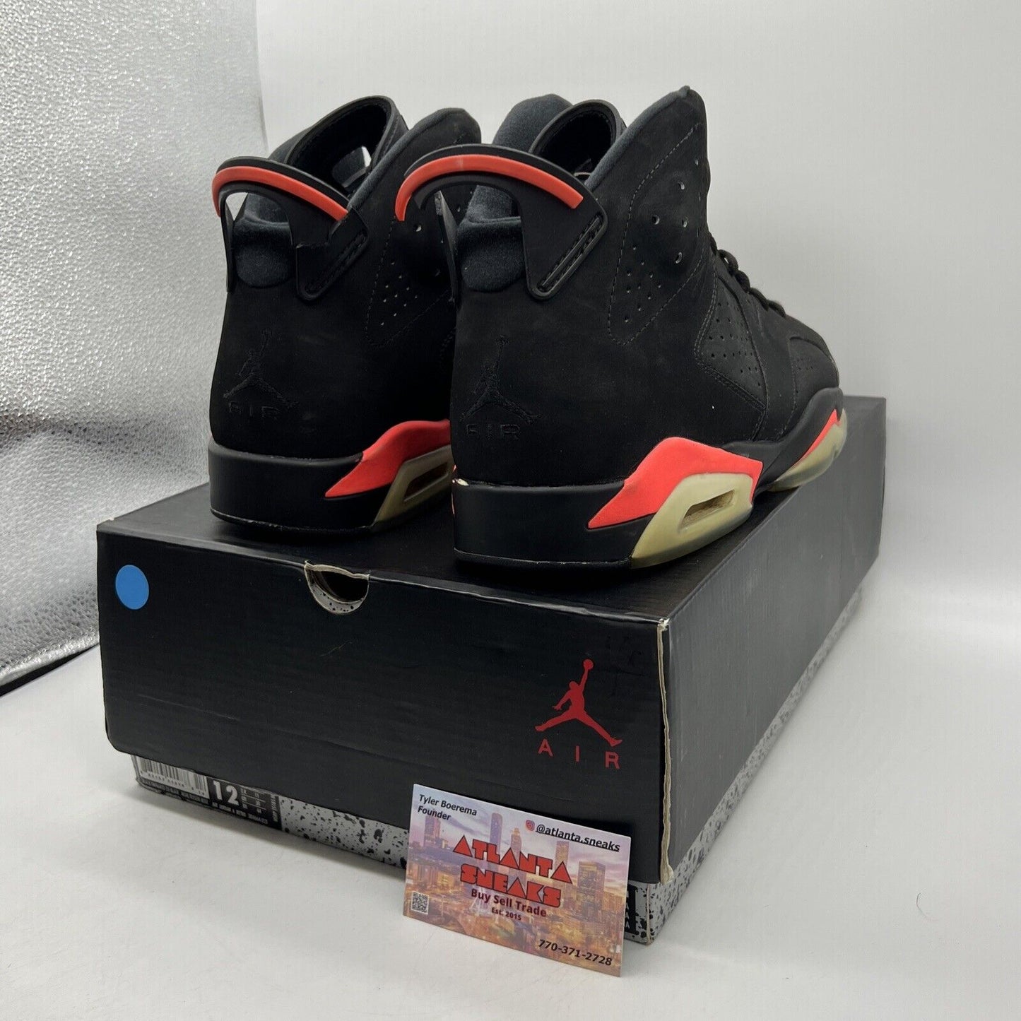 Size 12 - Jordan 6 Retro Infrared Black 2014 Suede (384664-023)