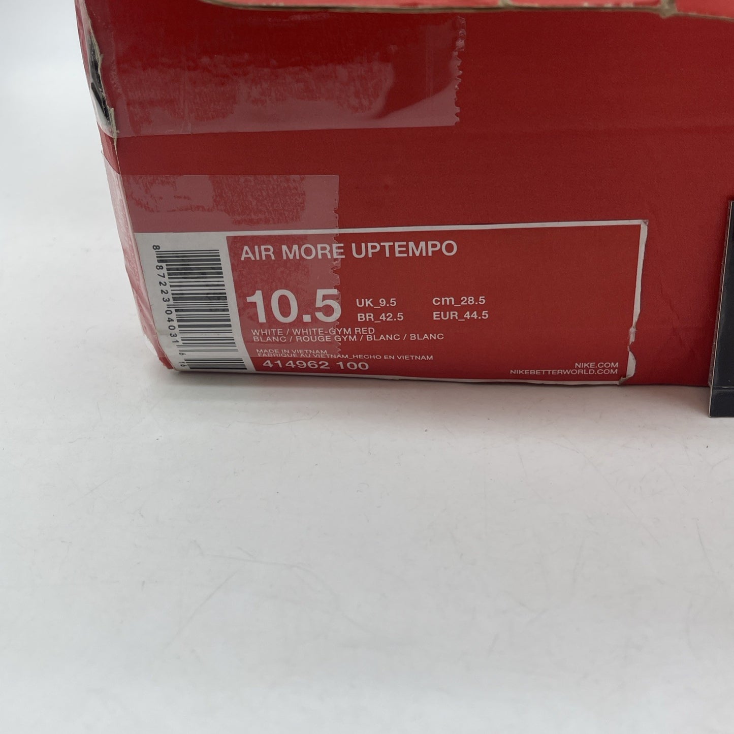 Size 10.5 - Nike Air More Uptempo White Red Leather (414962-100)