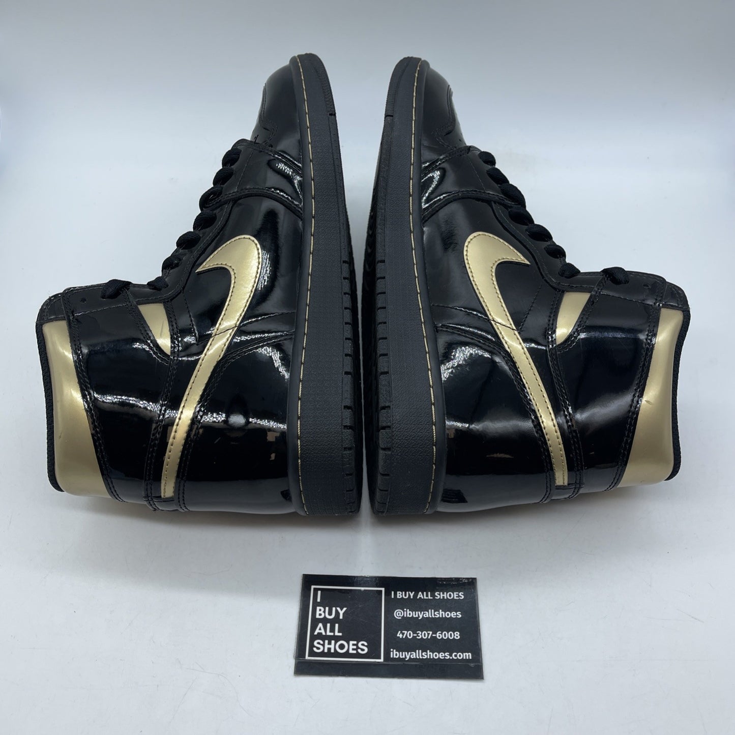 Size 12 - Jordan 1 High Black Metallic Gold Leather (555088-032)