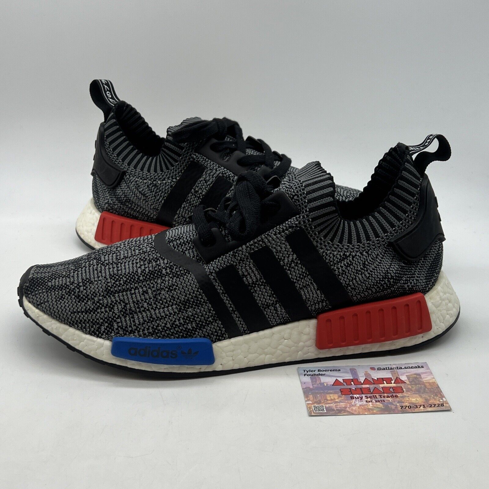 Size 12.5 - adidas NMD R1 Primeknit Friends and Family Red Blue Grey (N0001)