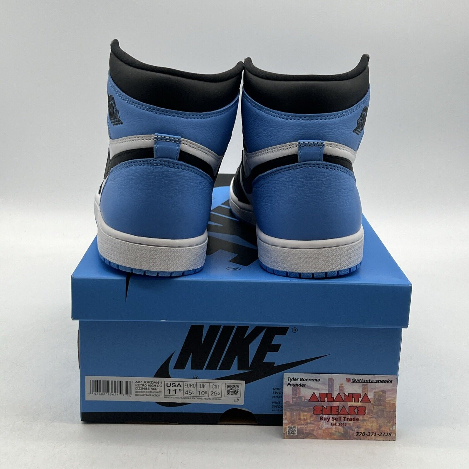 Size 11.5 - Jordan 1 Retro OG High UNC Toe Black White Blue Leather (DZ5485-400)