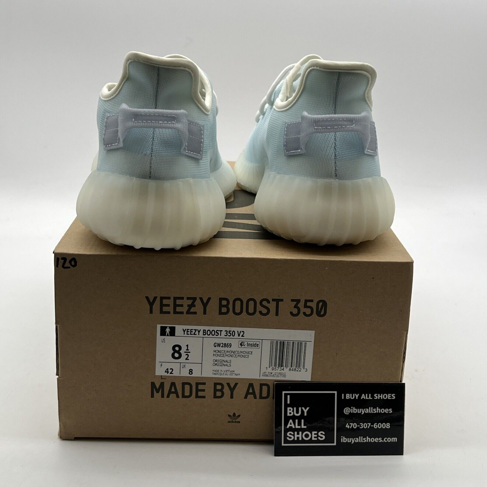 Size 8.5 - Adidas Yeezy Boost 350 V2 Mono Ice (2 Rights) (GW2869)