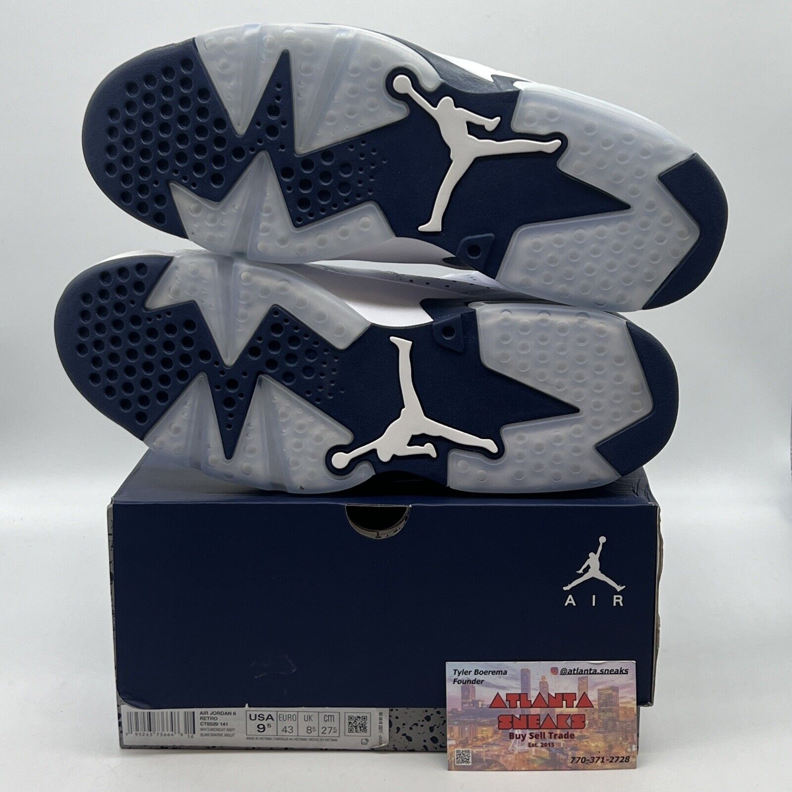 Size 9.5 - Jordan 6 Retro Midnight Navy Brand New Og All White