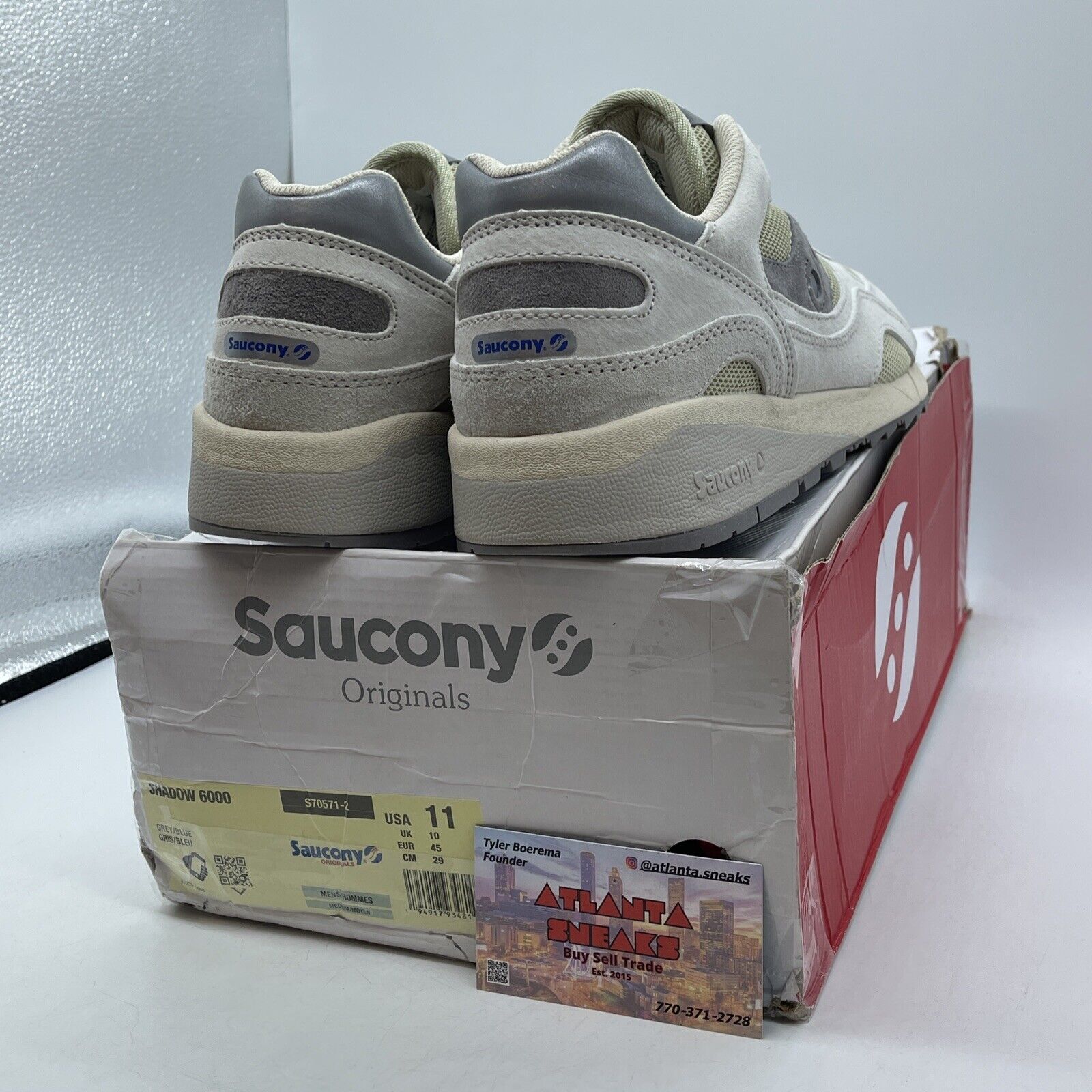 Size 6 - Saucony Shadow 6000 Megabyte Grey Brown Tan white  Suede (S70571-2)