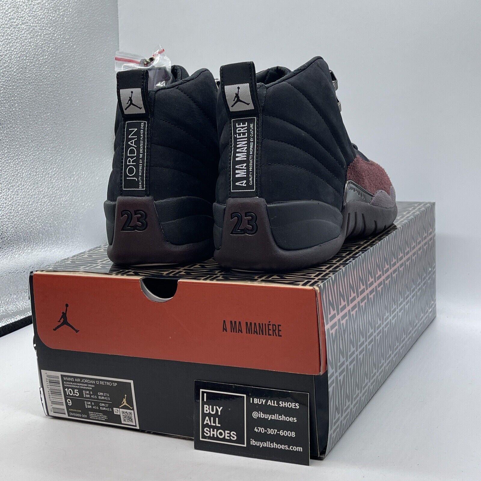 Size 10.5W - Air Jordan 12 Retro A Ma Maniere AMM Black Burgundy (DV6989-001)