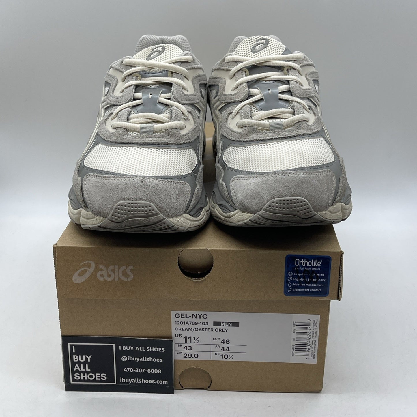 Size 11.5 - Asics Gel NYC Cream Oyster Grey (1201A789-103)