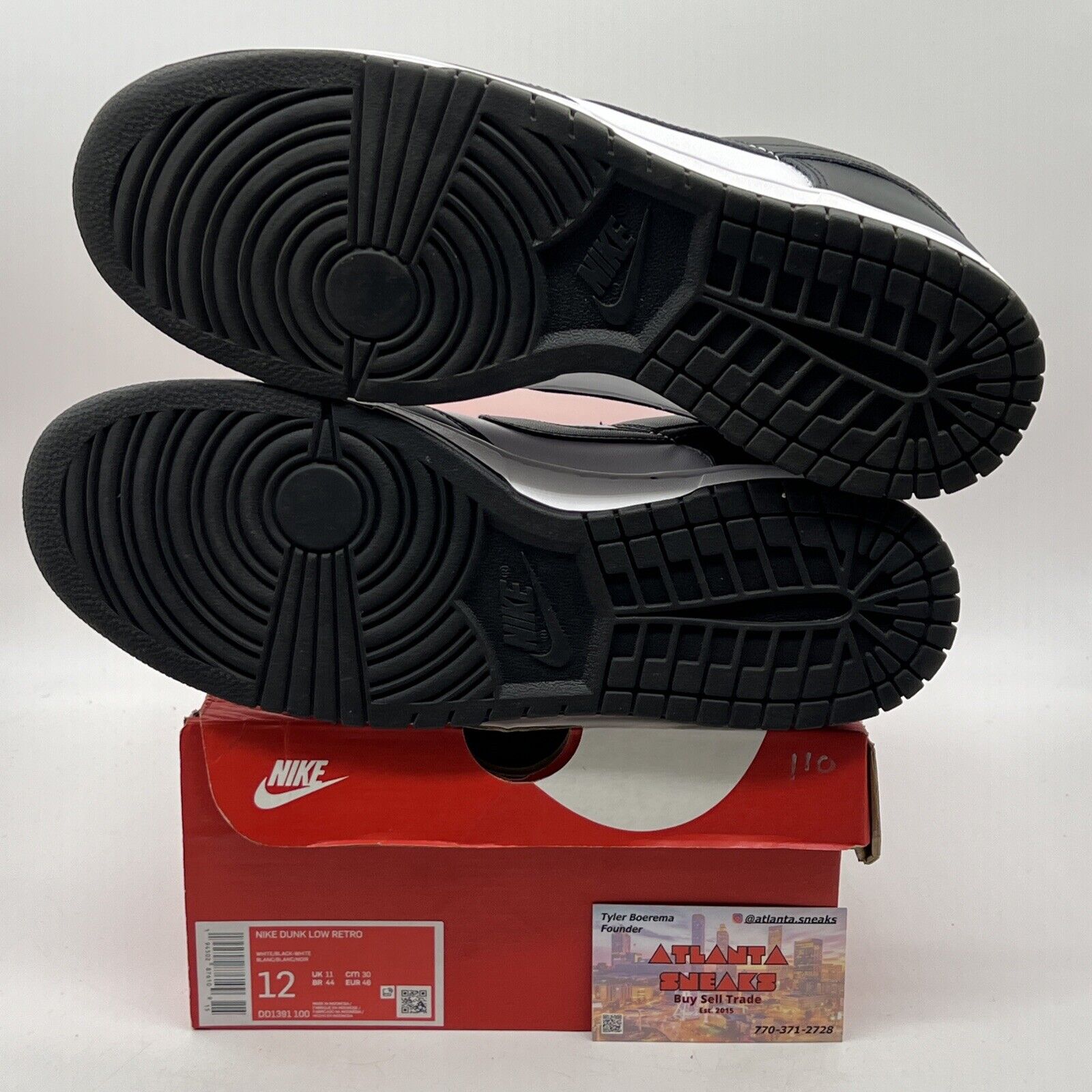 Size 12 - Nike Dunk Low Black White (DD1391-100) Leather