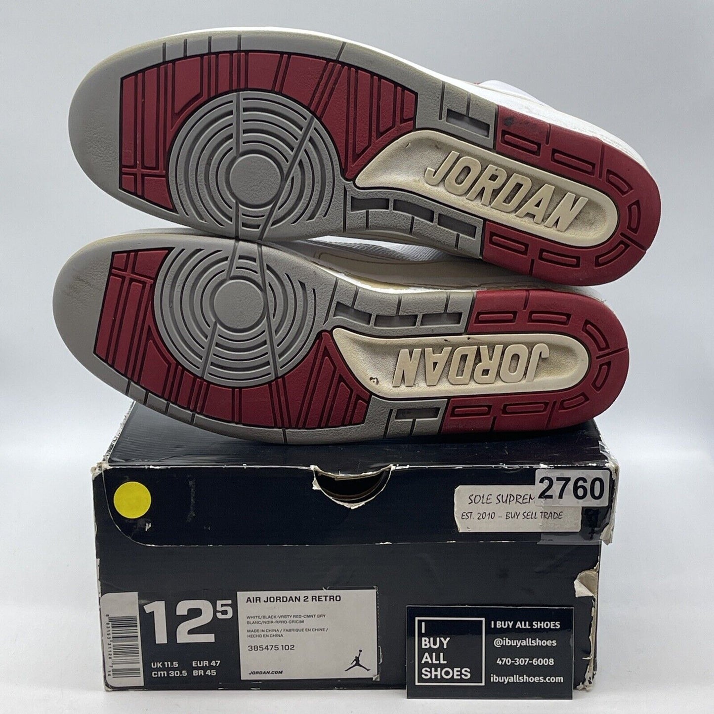 Size 12.5 - Air Jordan 2 Retro Chicago Home White Red Leather (385475102)