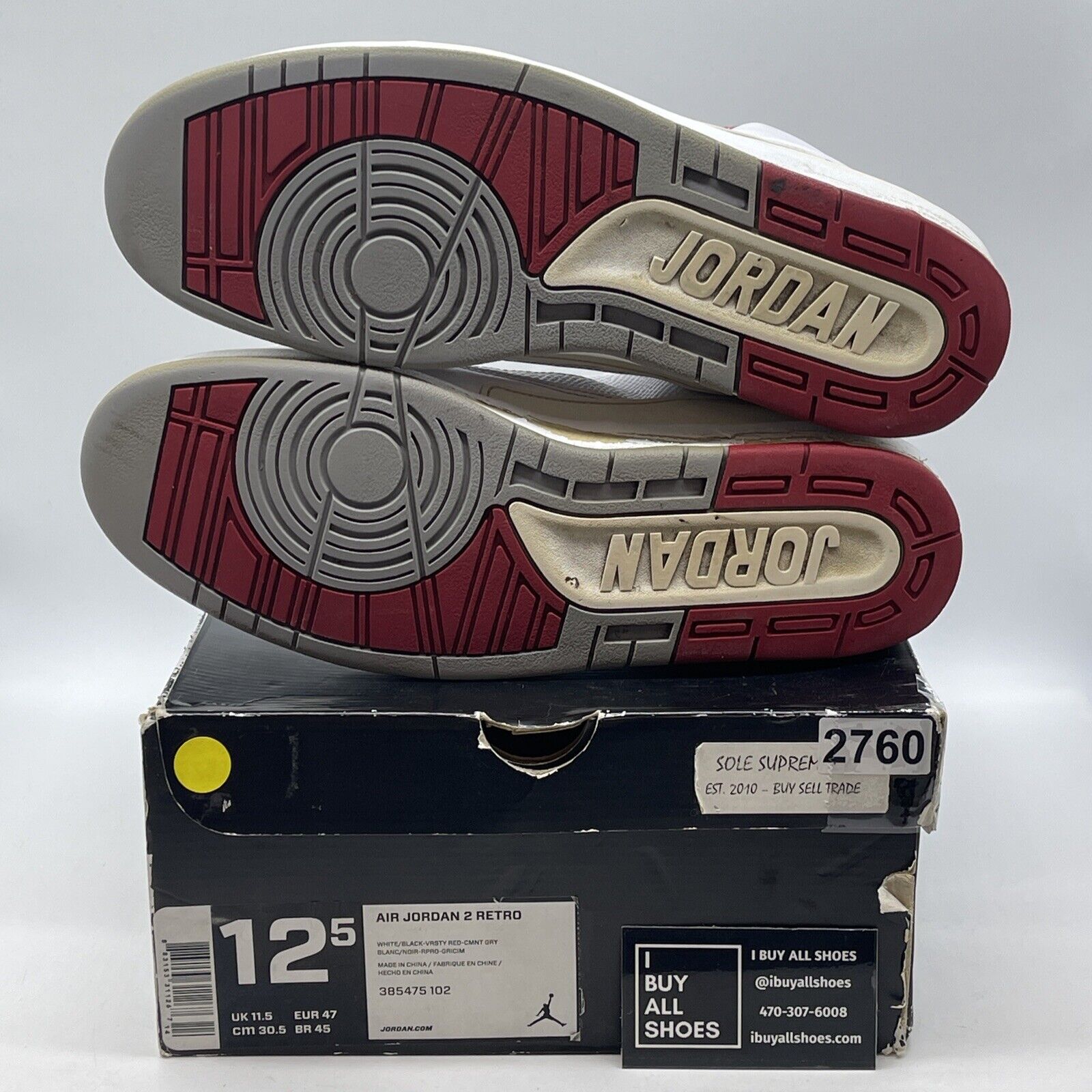 Size 12.5 - Air Jordan 2 Retro Chicago Home White Red Leather (385475102)