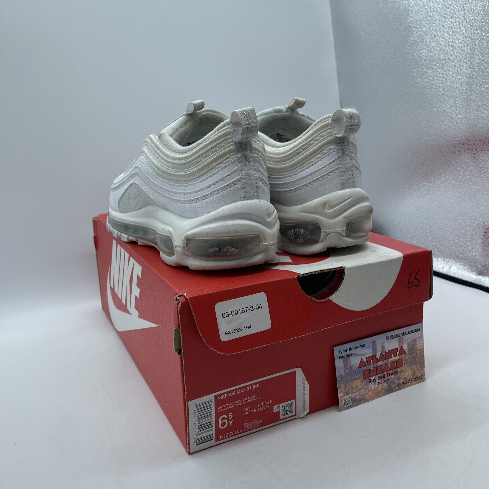 Size 6.5 (GS) - Nike Air Max 97 Low White Metallic Silver (921522-104)