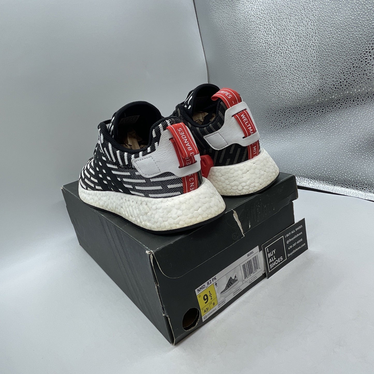Size 9.5 - Adidas NMD_R2 PK Core Black Stripe (BB2951)