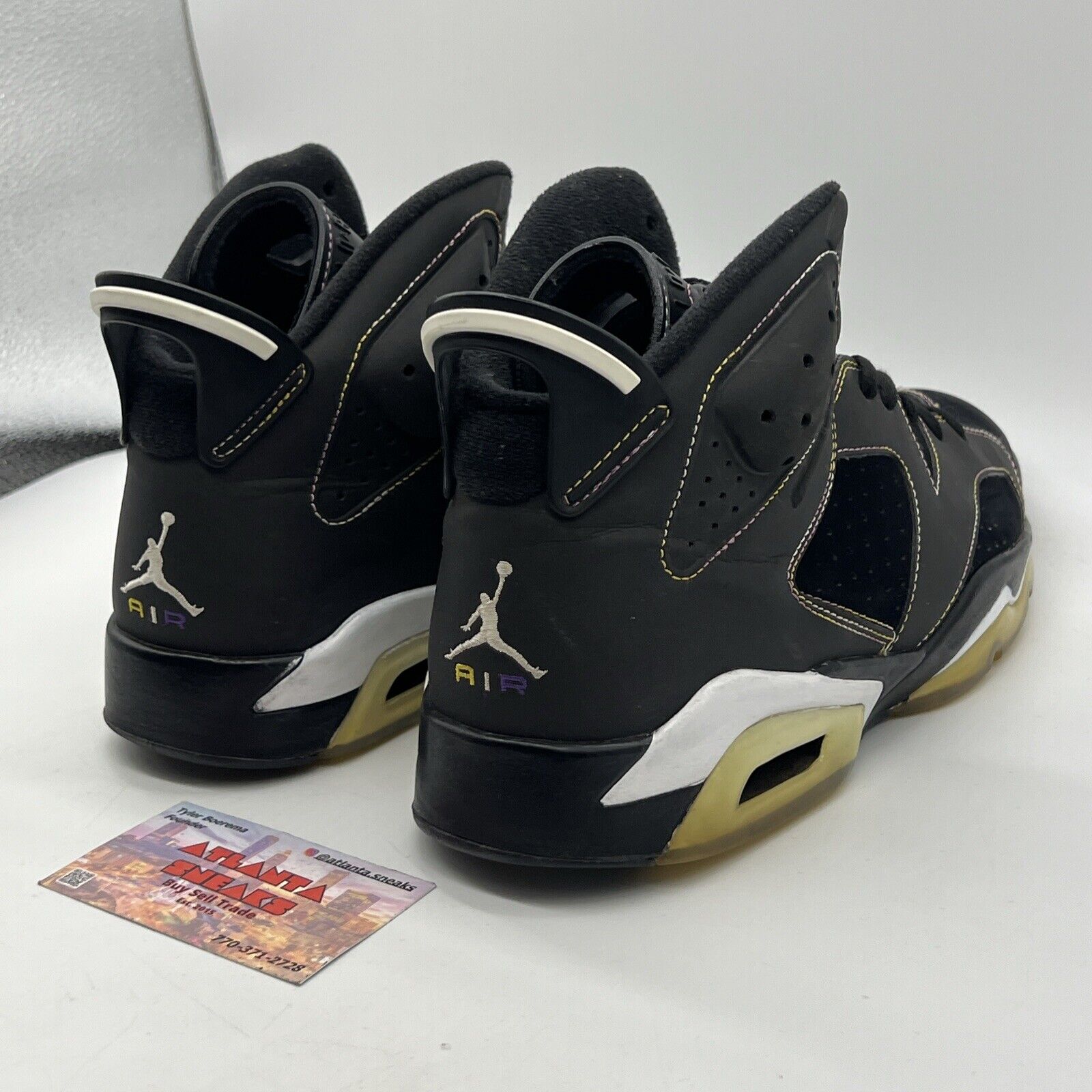 Size 10.5 - Air Jordan 6 Retro Lakers Black Leather Suede White Yellow Purple