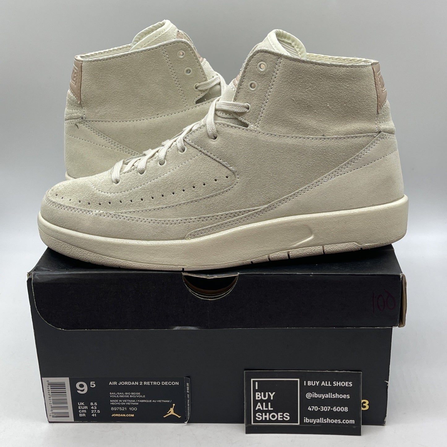 Size 9.5 - Air Jordan 2 Retro Deconstructed Sail Tan Suede Leather (897521-100)