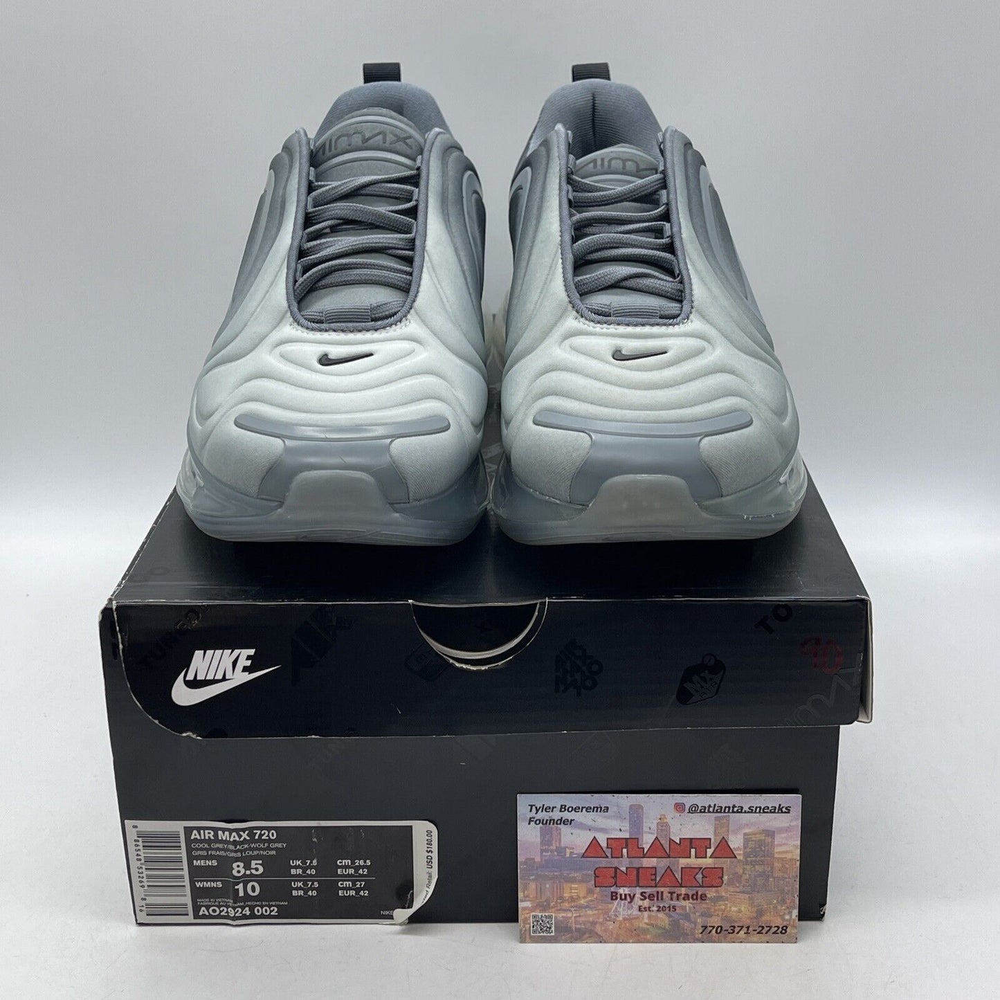 Size 8.5 - Nike Air Max 720 Cool Grey Black Suede Leather (AO2924-002)
