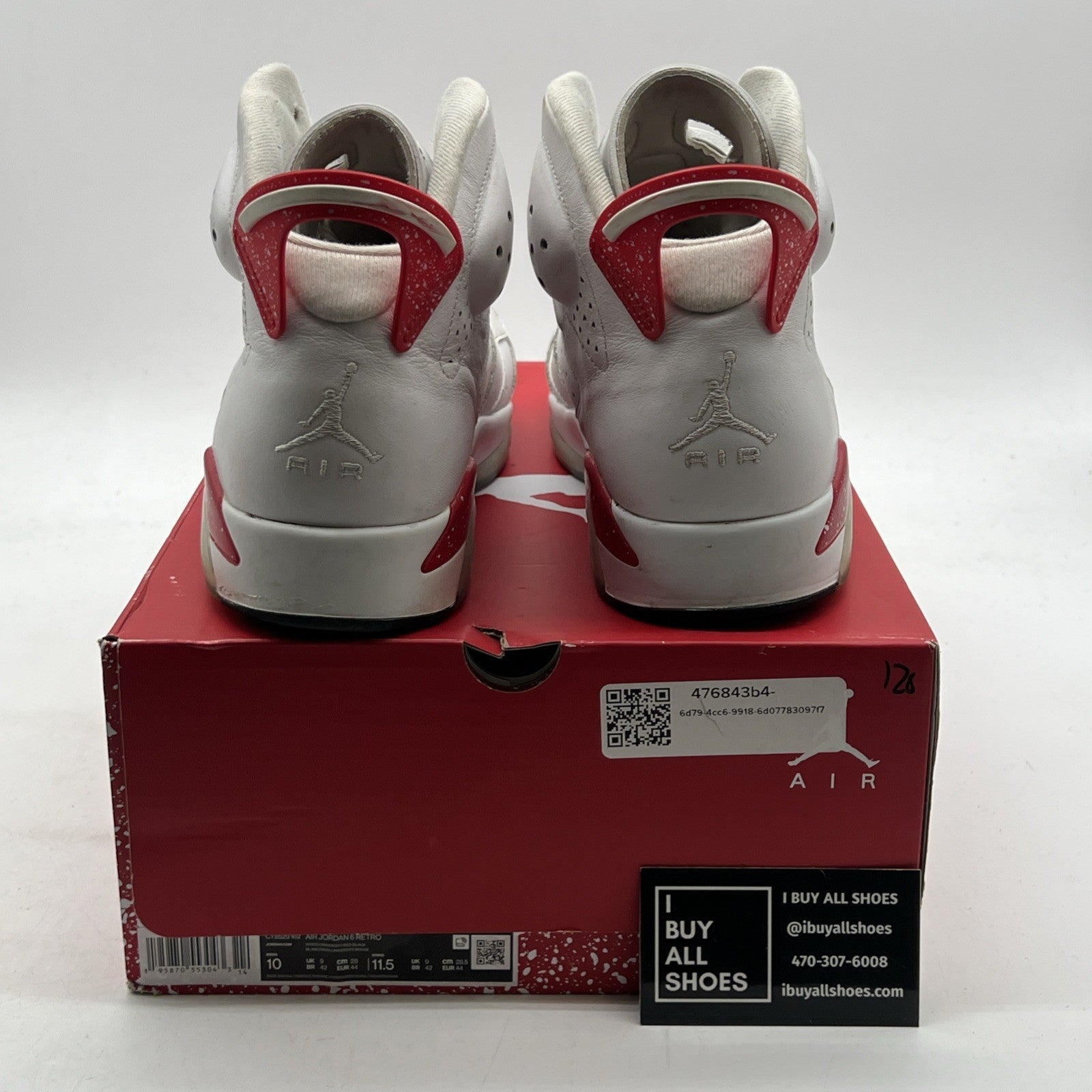 Size 10 - Jordan 6 White and University Red (CT8529-162)