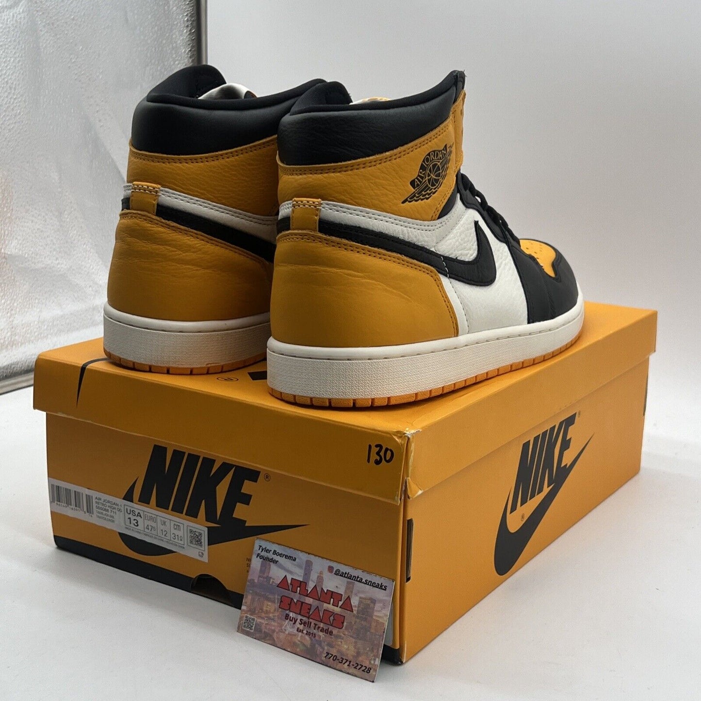 Size 13 - Jordan 1 Retro OG High Yellow Toe Black White Leather (555088-711)