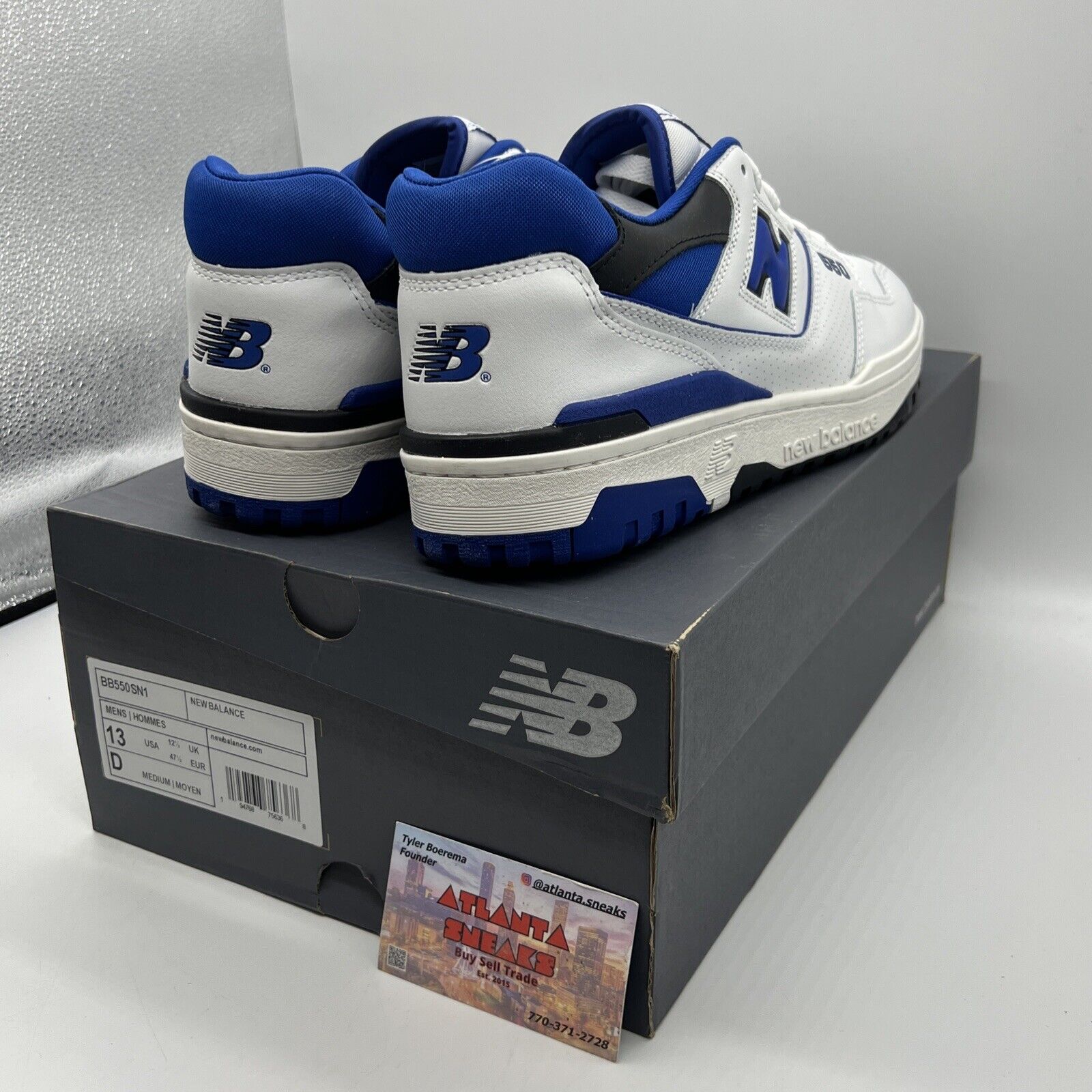 Size 13 - New Balance 550 White Team Royal Brand New Og All Black White DS