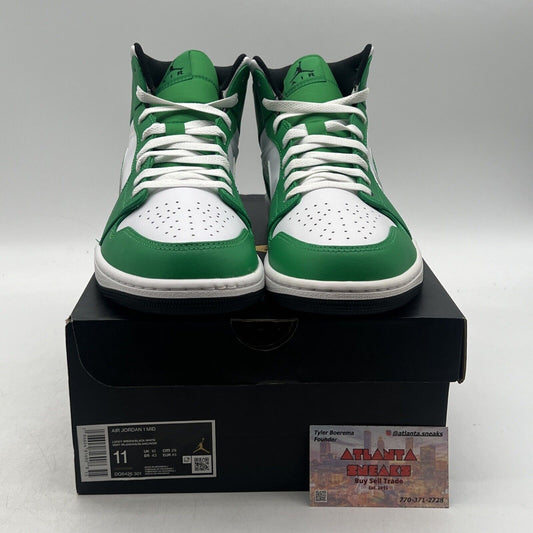 Size 11 - Air Jordan 1 Mid Lucky Green White Black Leather (DQ8426-301)