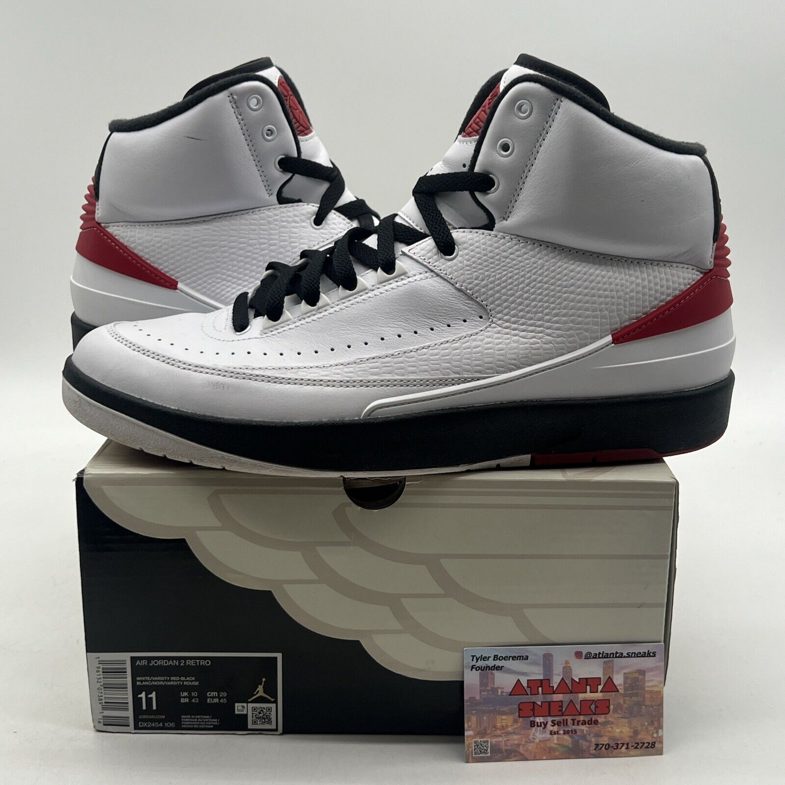 Size 11 - Jordan 2 Retro Mid Chicago White Red Black Leather (DX2454-106)