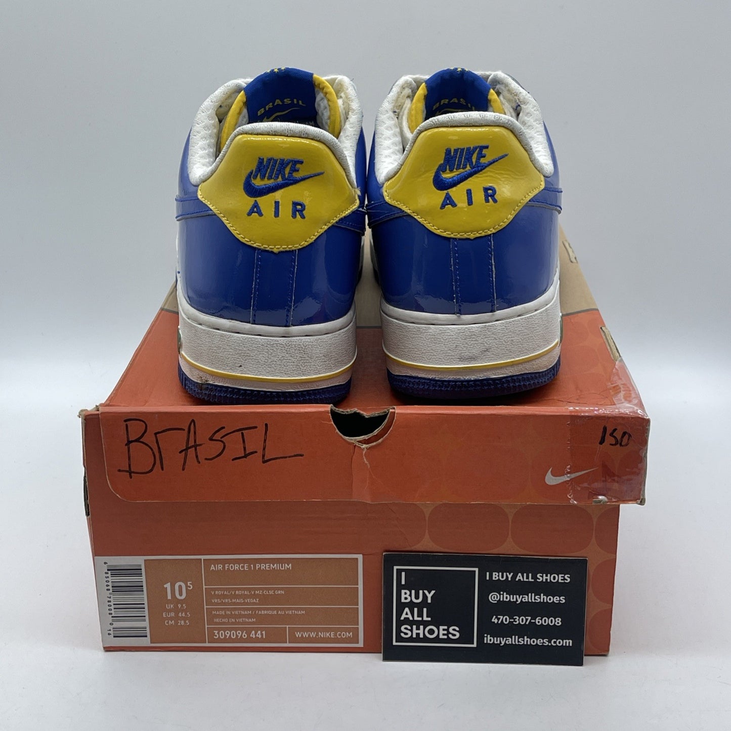 Size 10.5 - Nike Air Force 1 Premium Brazil World Cup Leather (309096-441)