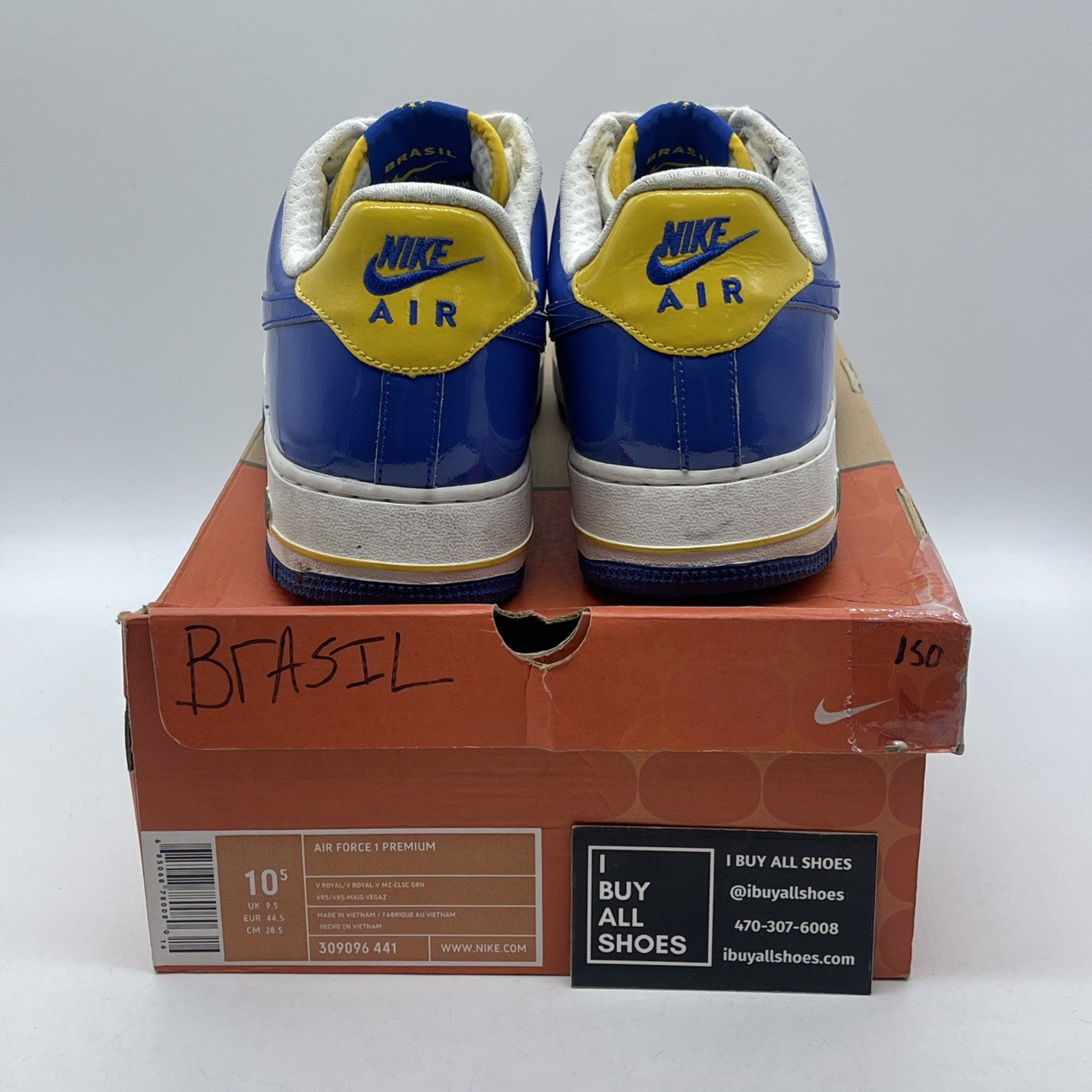 Size 10.5 - Nike Air Force 1 Premium Brazil World Cup Leather (309096-441)