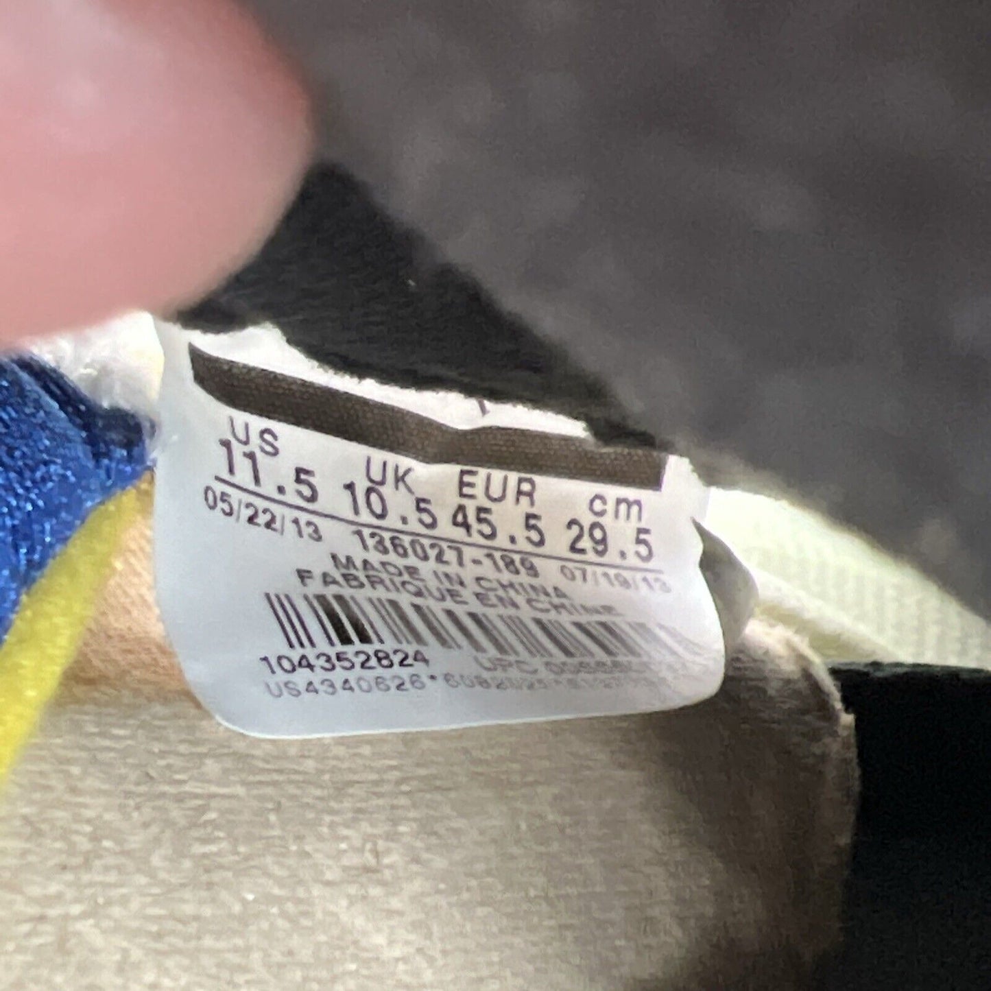 Size 11.5 - Air Jordan 5 Retro 2013 Laney White Yellow Blue Leather (136127-189)