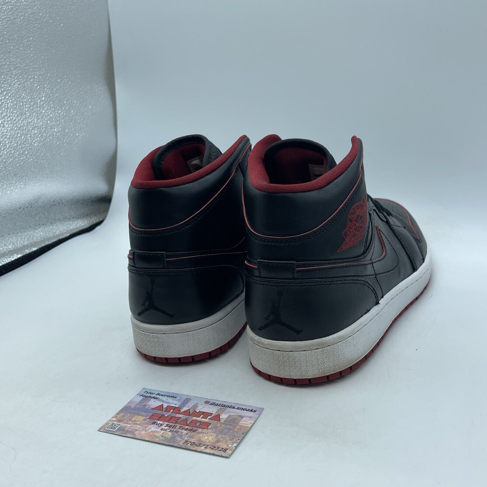 Size 10 - Air Jordan 1 Mid Black Red White Leather (554724-028)