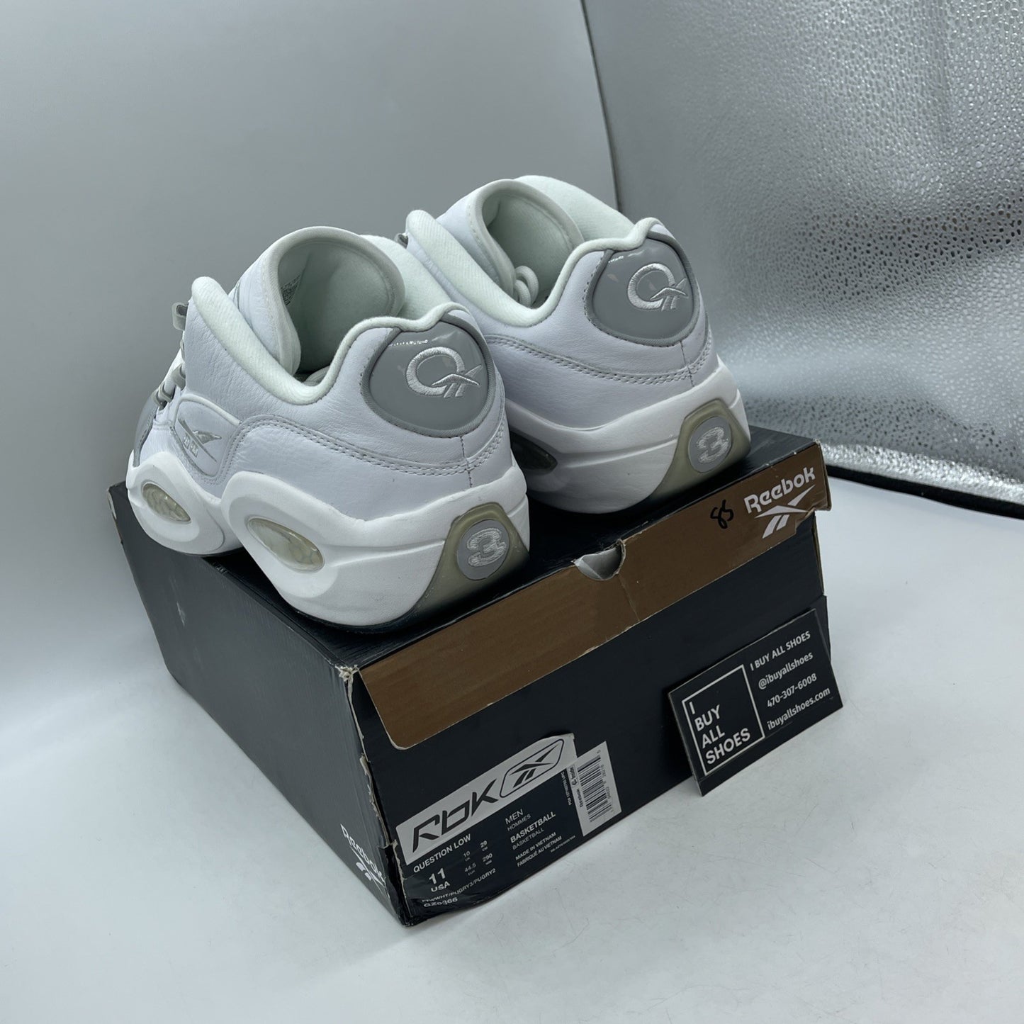 Size 11 - Reebok Question Low White Grey (GZ0366)