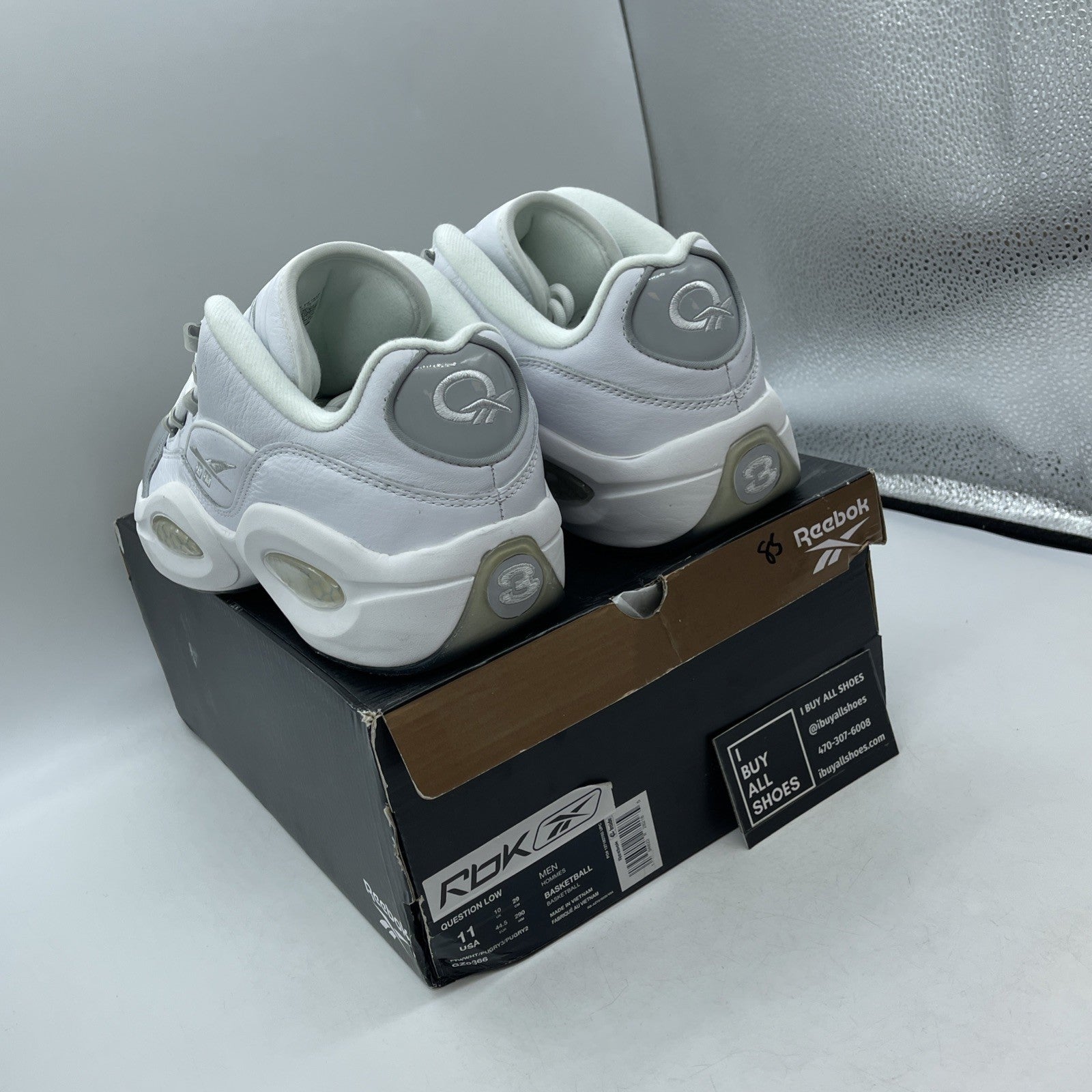 Size 11 - Reebok Question Low White Grey (GZ0366)
