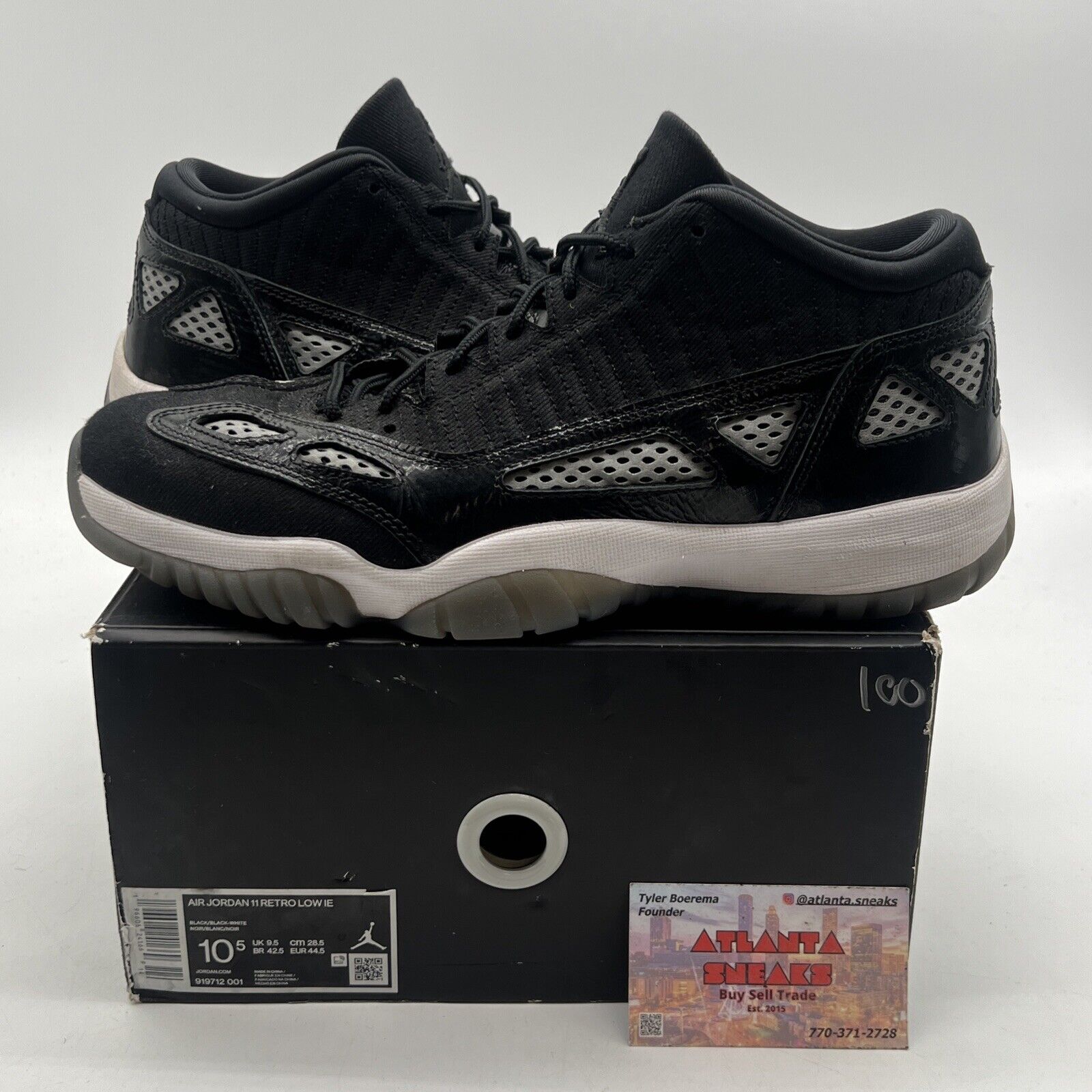 Size 10.5 - Air Jordan 11 Retro IE Low Black White (919712-001)