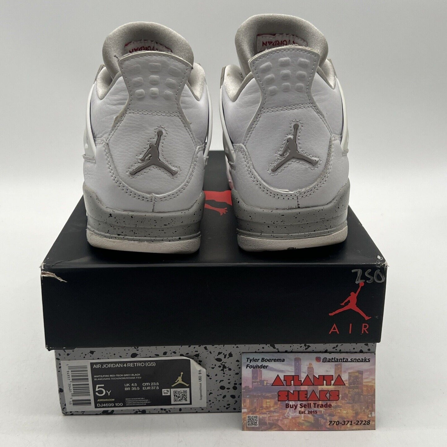 Size 5Y - Jordan 4 Retro Mid White Oreo Red Leather (DJ4699-100)