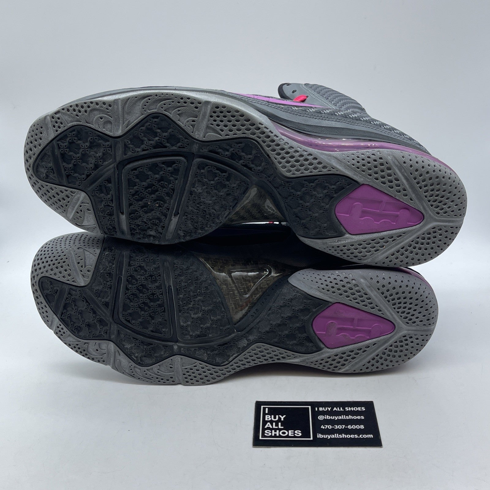 Size 13 - Nike LeBron 9 Miami Nights Grey Purple Black Leather (469764-002)