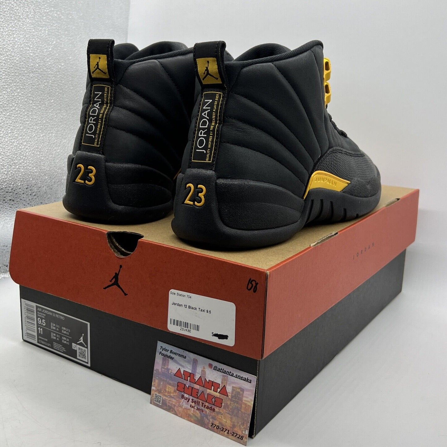 Size 9.5 - Jordan 12 Retro Mid Black Taxi Leather (CT8013-071)