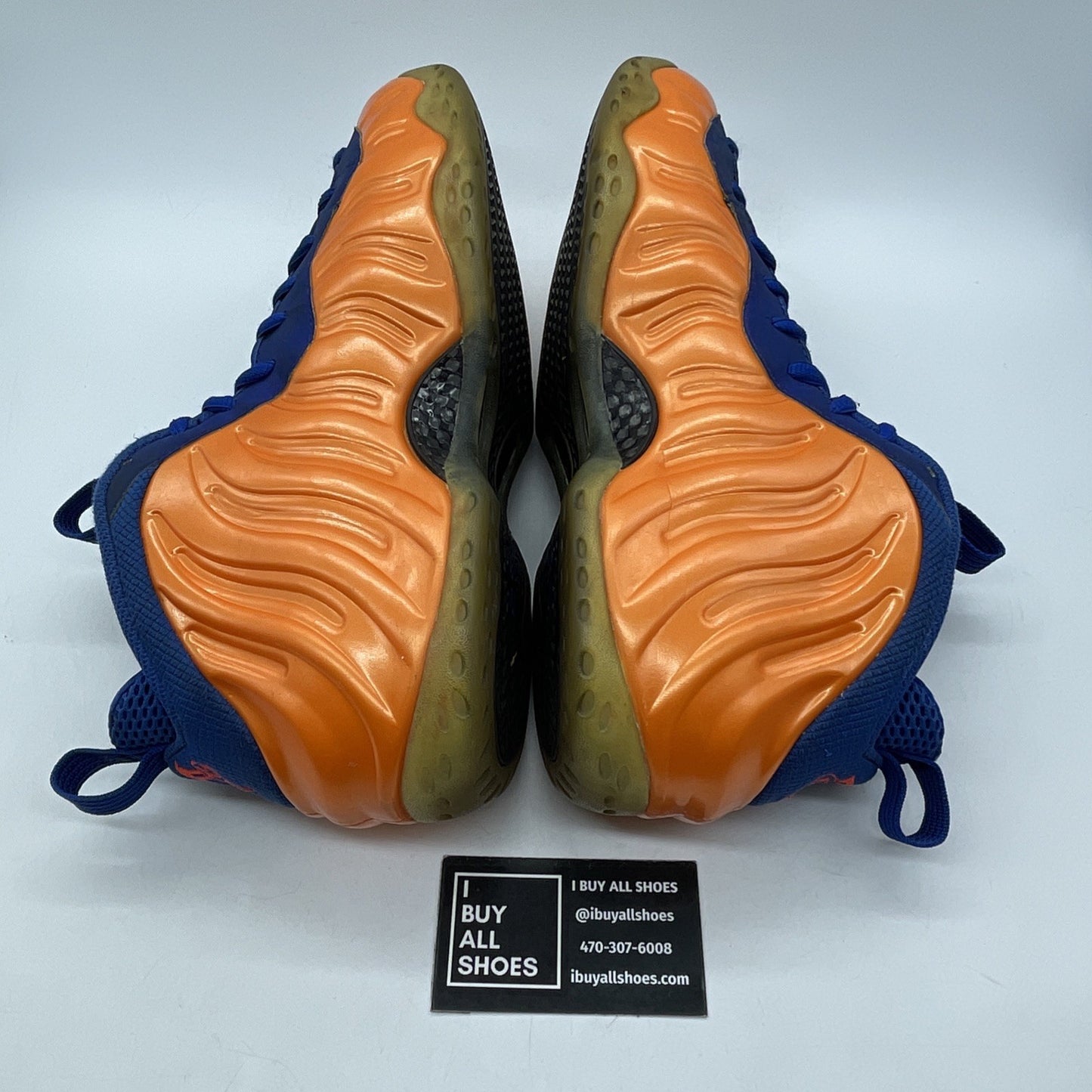 Size 11.5 - Nike Air Foamposite One Knicks Orange Blue Suede (314996-801)