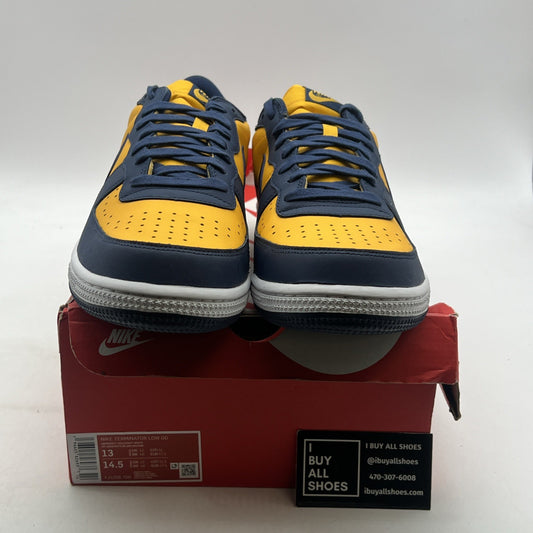 Size 13 - Nike Terminator Low University Gold Navy Michigan White (FJ4206-700)