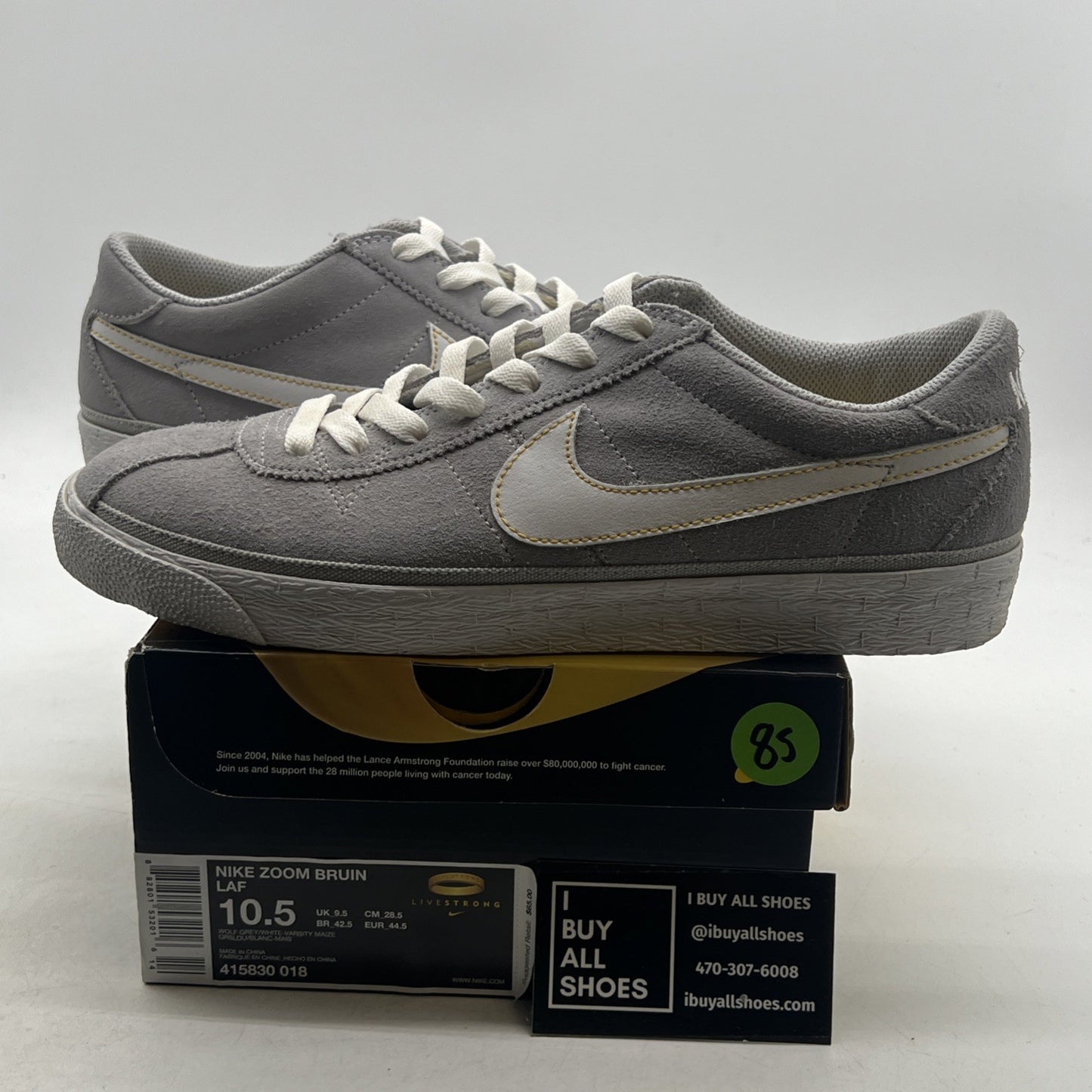Size 10.5 - Nike Zoom Bruin Laf Grey/White 2010 (415830-018)