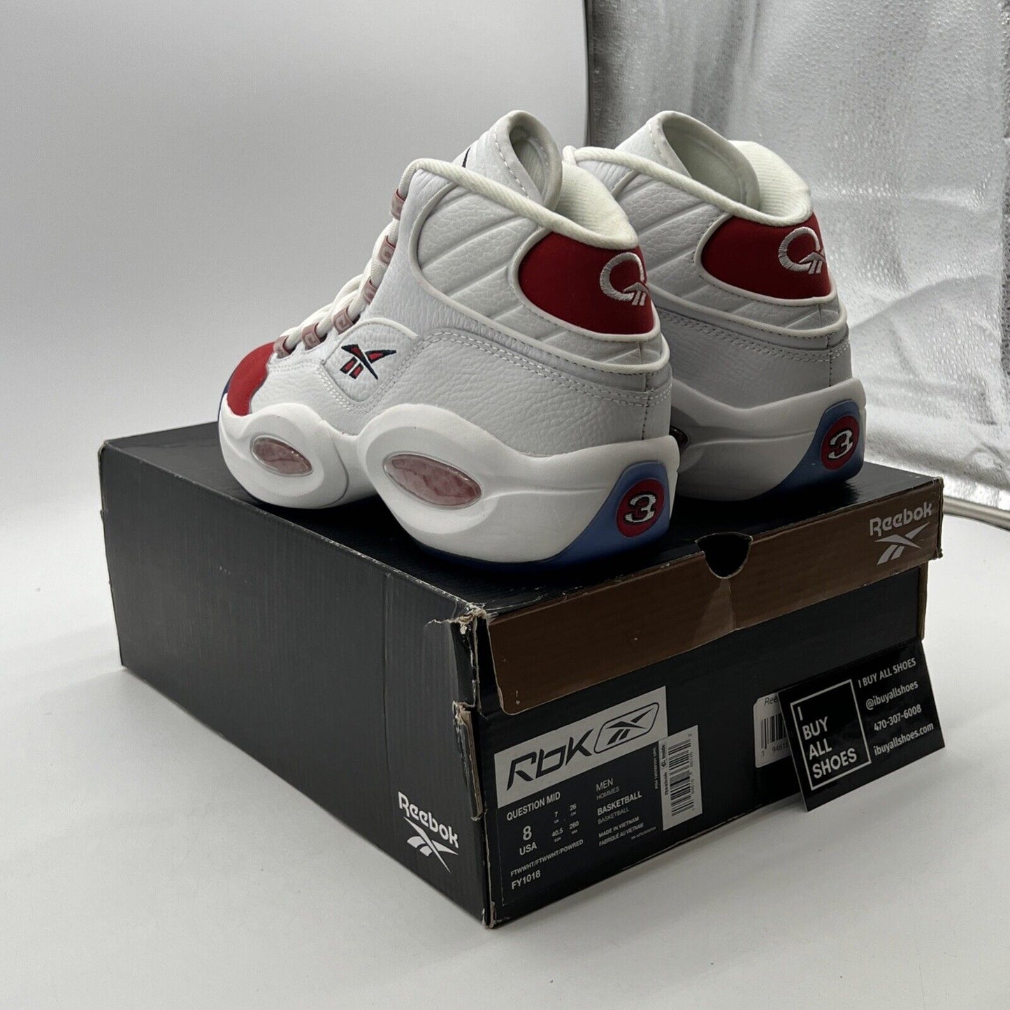 Size 8 - Reebok Question OG 2020 Mid Red Toe (FY1018)