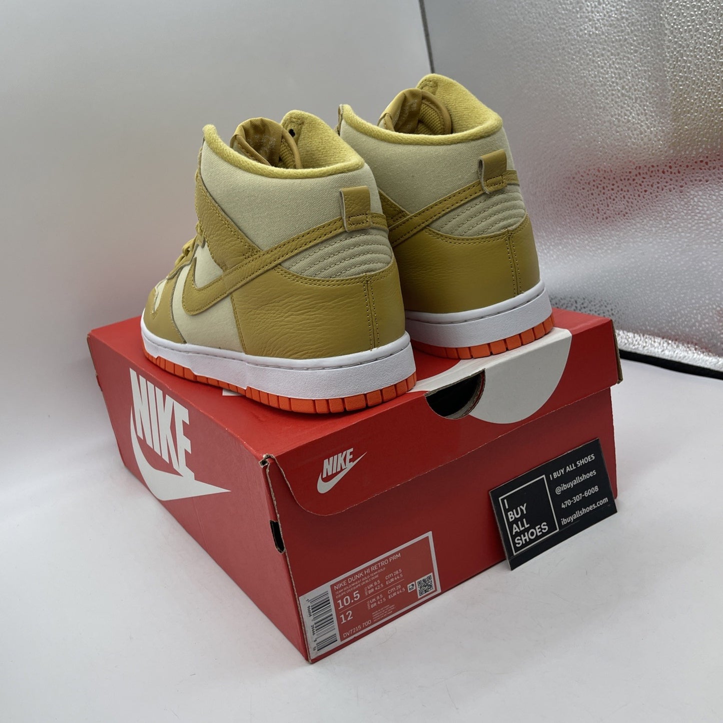 Size 10.5 -  Nike Dunk Hi Retro PRM Wheat Gold Suede Leather  (DV7215-700)