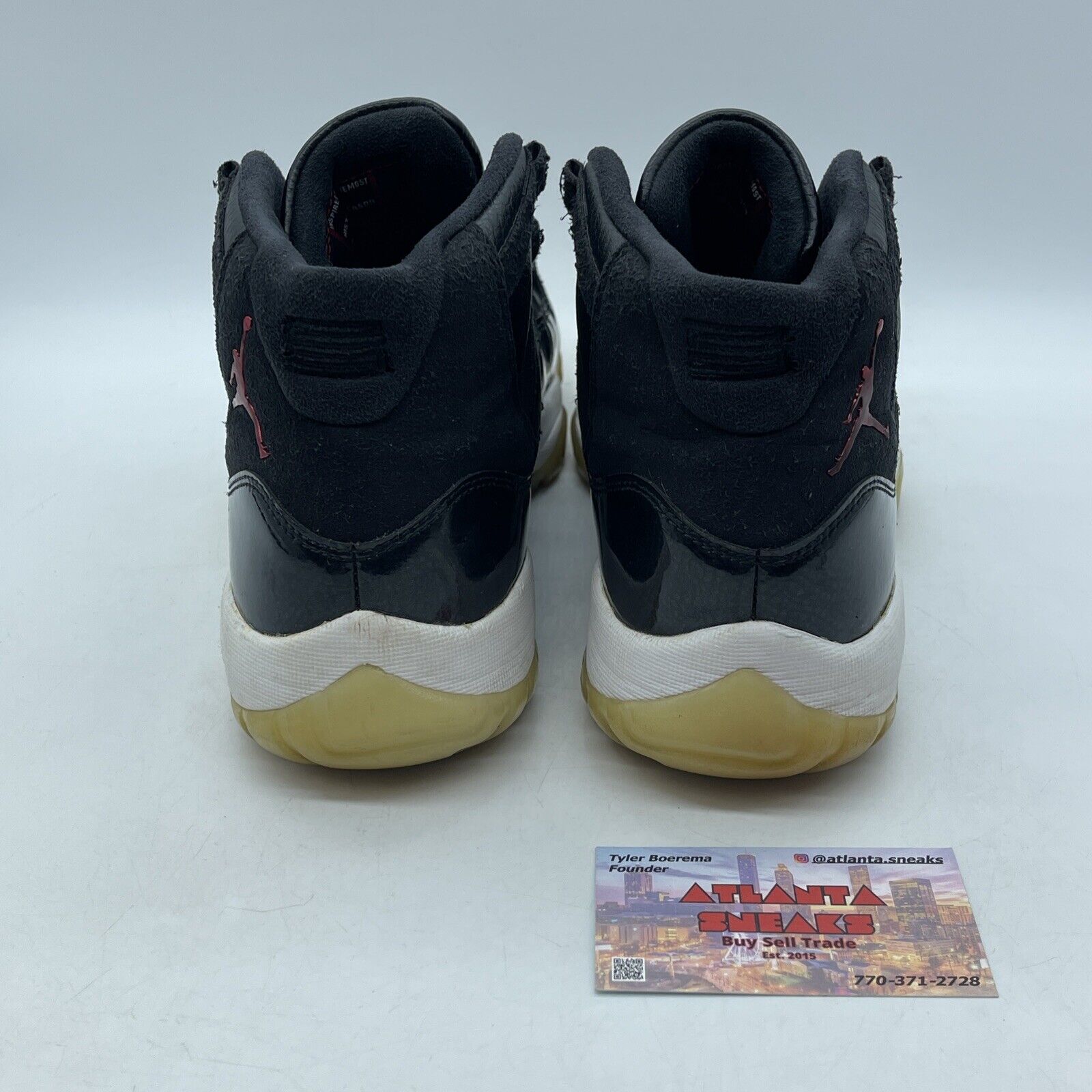 Size 10 - Jordan 11 Retro 72-10 2015 Black White Red Leather Suede (378037-002)