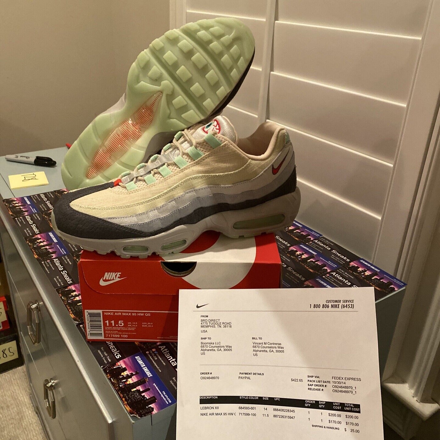 Air Max 95 Halloween 717599-100 Size 11.5 QS Zombie Air Max RARE OG ALL Gid Grey