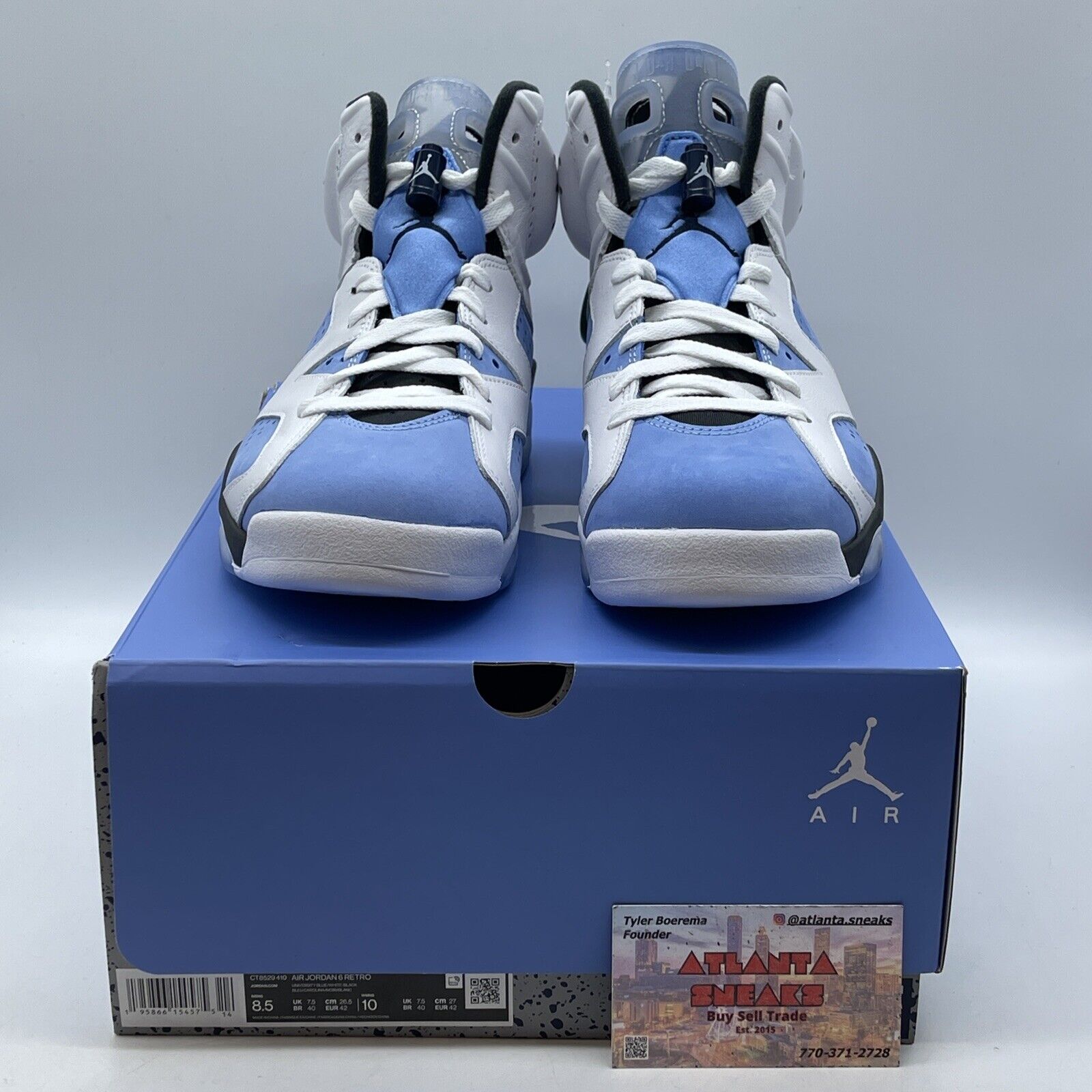 Size 8.5 - Jordan 6 Retro Mid UNC Home Blue Suede White Leather (CT8529-410)