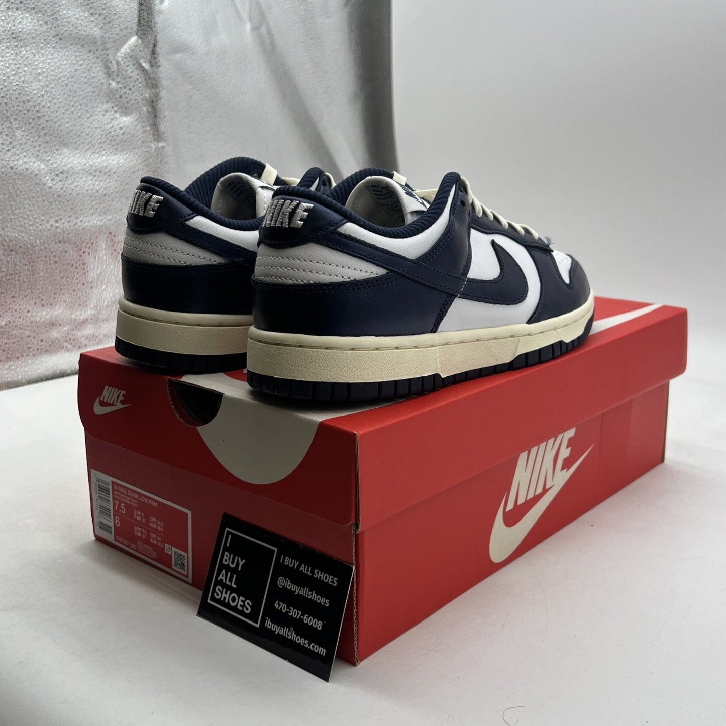 Size 7.5 - Nike Dunk Premium Low Vintage Navy W (FN7197-100)