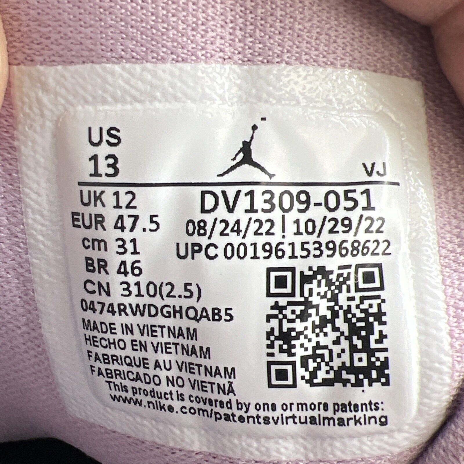 Size 13 - Air Jordan 1 SE Low Black Iced Lilac (DV1309-051)