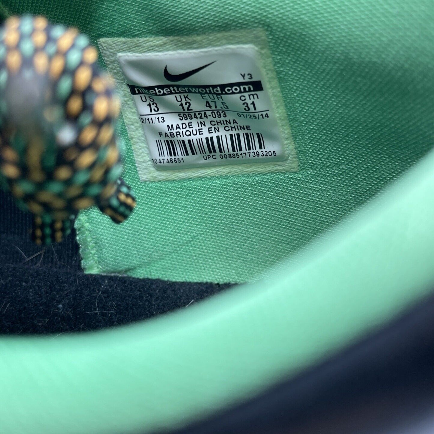 Size 13 - Nike KD 6 Night Vision Black Orange Green Leather (599424-093)