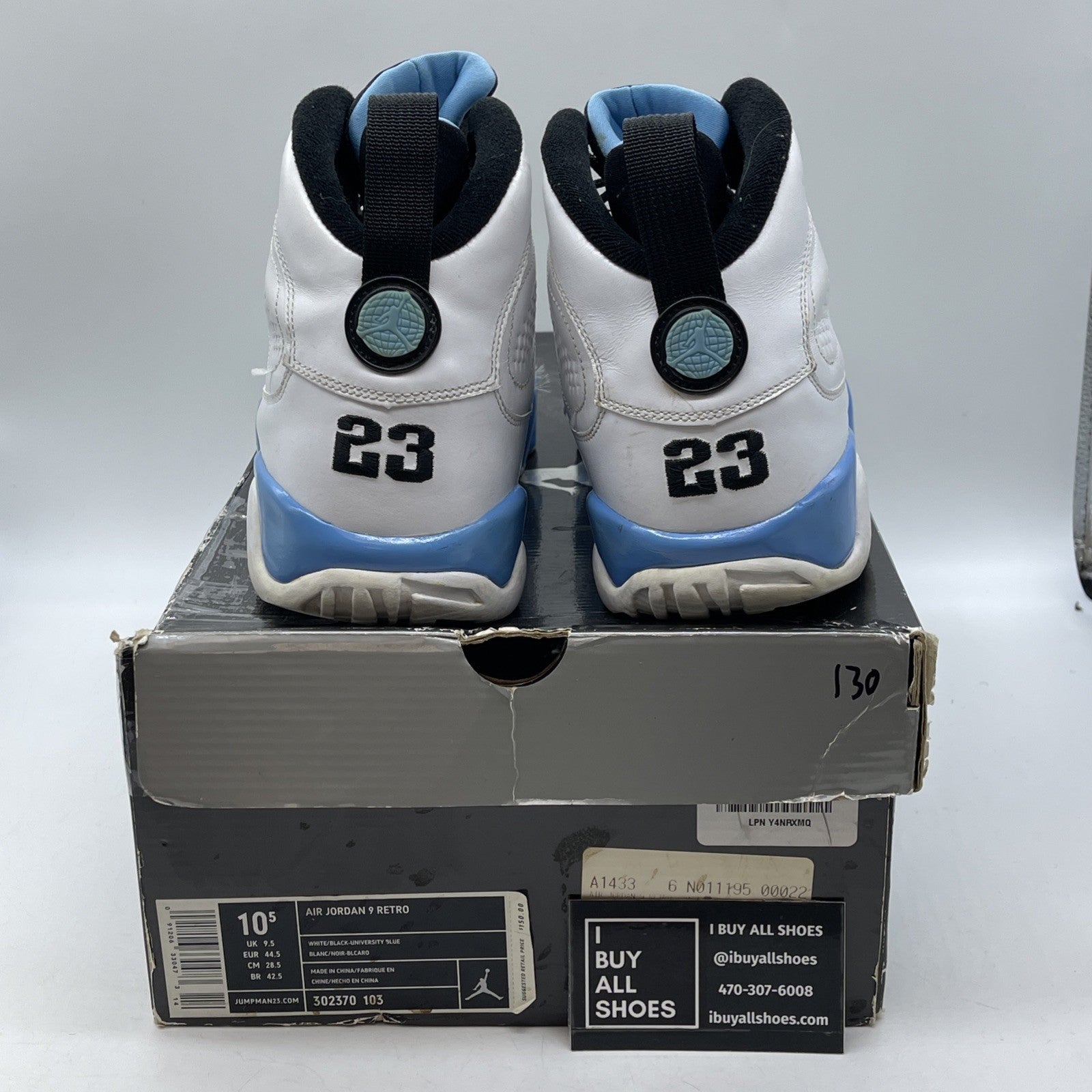 Size 10.5 - Air Jordan 9 Retro 2010 Powder Blue White Leather (302370-103)