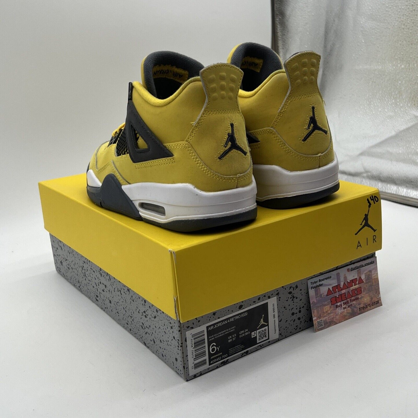 Size 6 - Jordan 4 Retro GS Tour Yellow 2021 - (408452-700) White Grey Suede