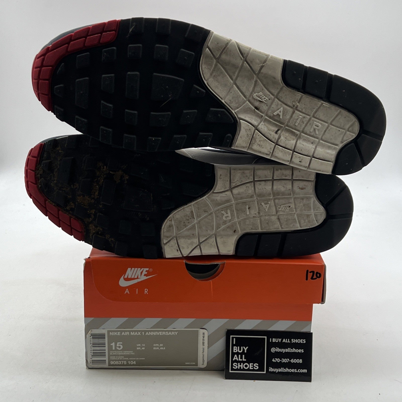 Size 15 - Nike Air Max 1 OG Anniversary Obsidian (908375-104)