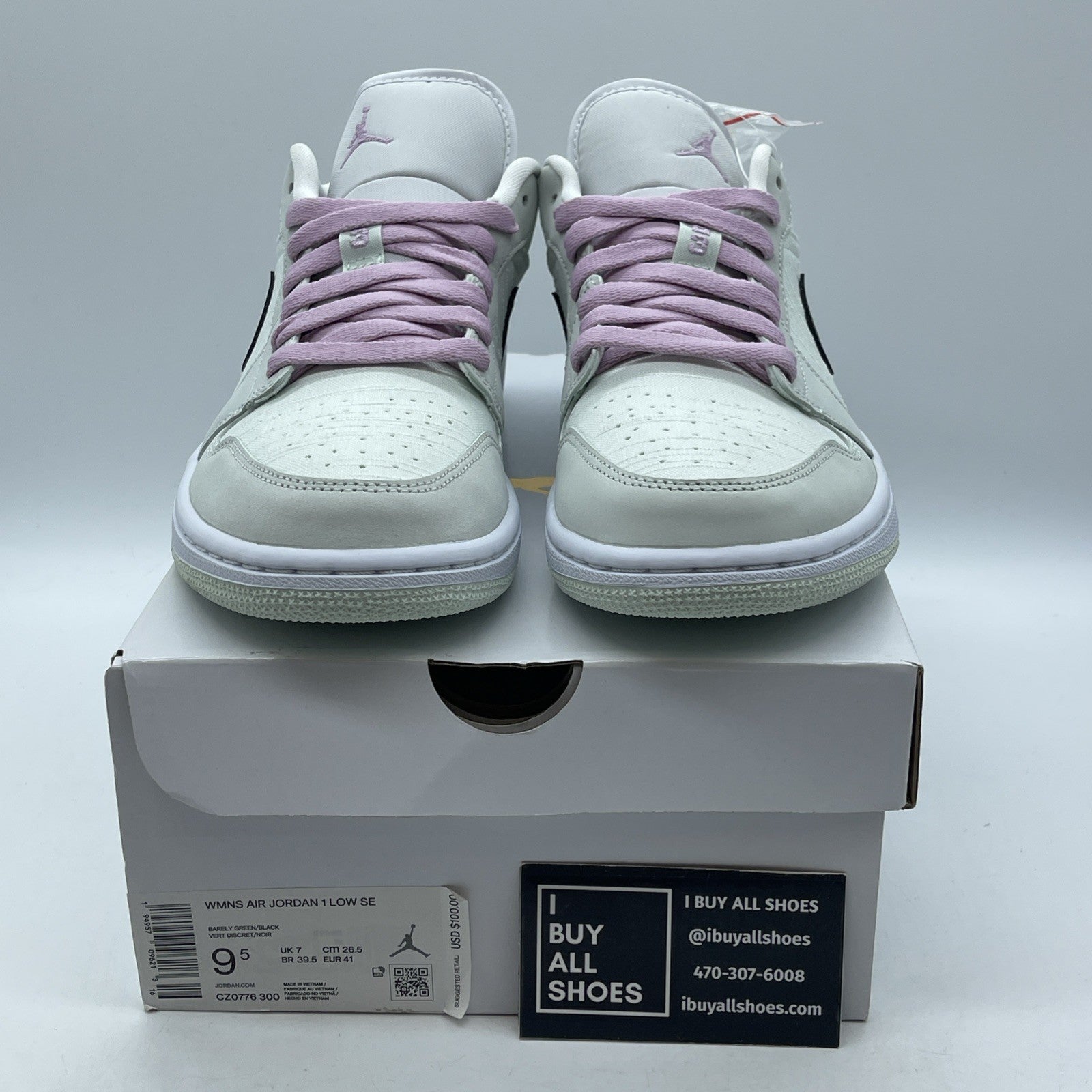Size 9.5W - Air Jordan 1 SE Low Barely Green Suede Leather (CZ0776-300)