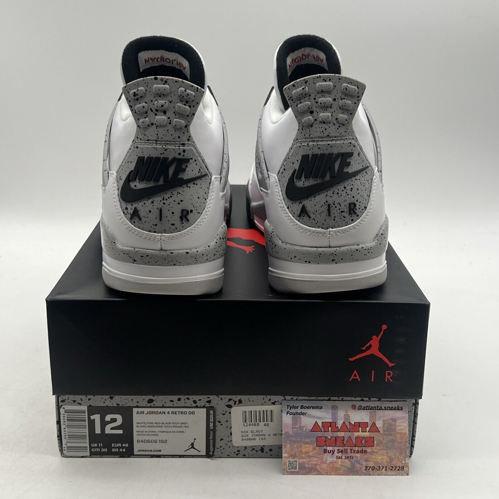 Size 12 - Jordan 4 Retro OG Mid White Cement Black Leather (840606-192)