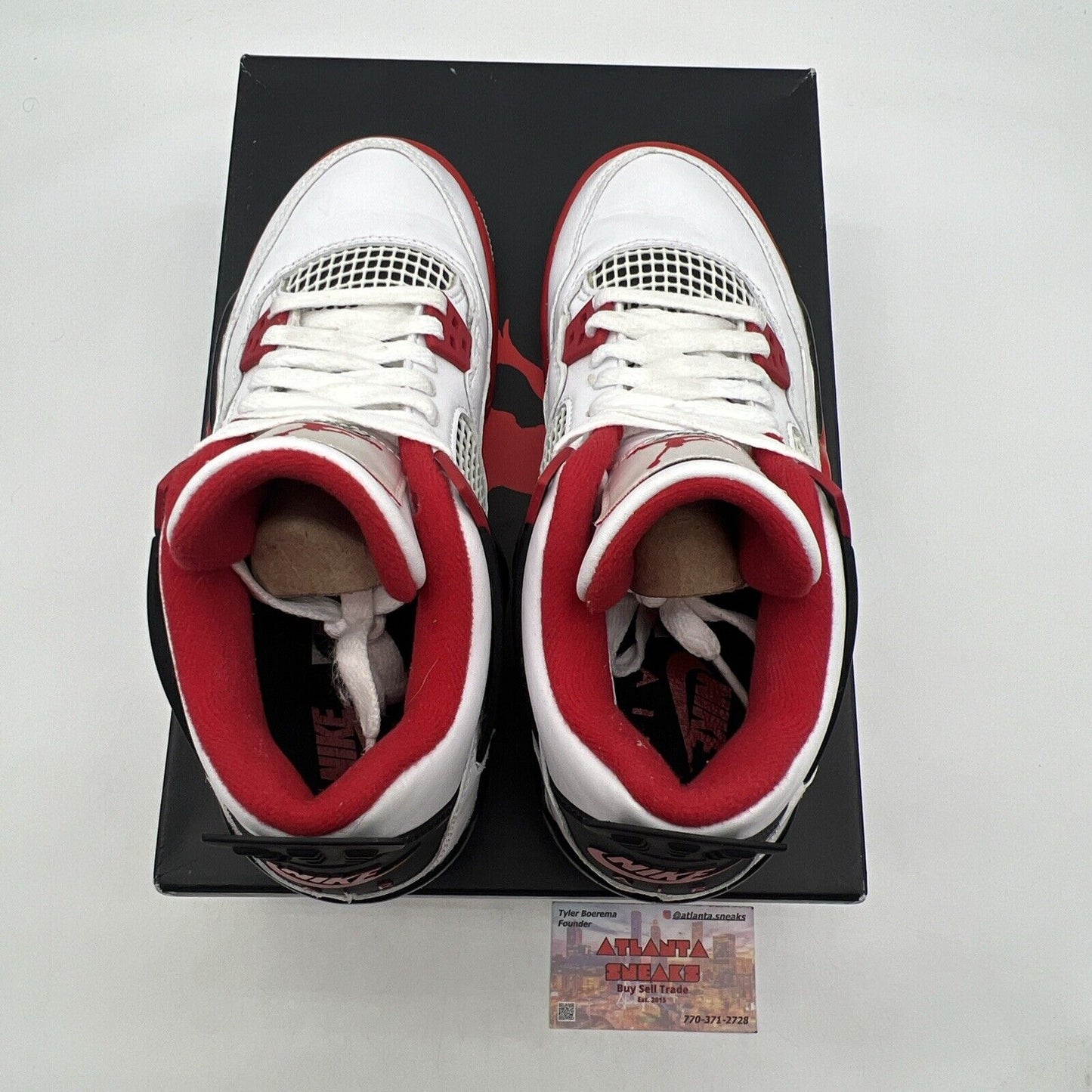 Size 5.5Y - Jordan 4 Retro OG Mid Fire Red Black White Leather (408452-160)